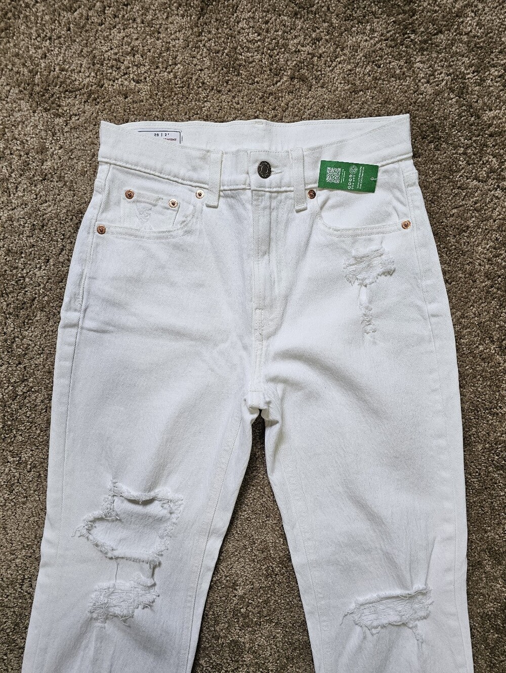 GAP Women's High-Rise Ivory Straight Leg Jeans - Picture 4 of 13